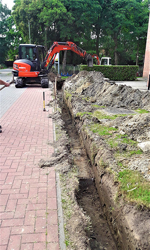 graven en sleuven en plaatsen van putten